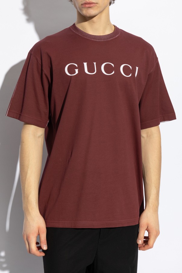 Burgundy T-shirt with printed logo Gucci - Vitkac GB Burgundy T-shirt with printed logo Gucci - Vitkac GB